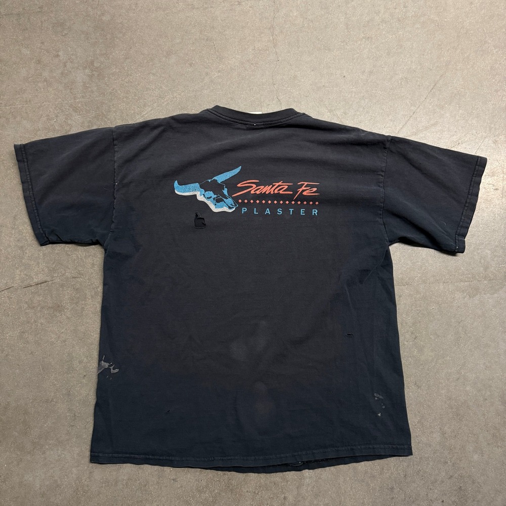 Gildan Santa Fe Plaster Graphic T-Shirt Mens XL Black Distressed Workwear